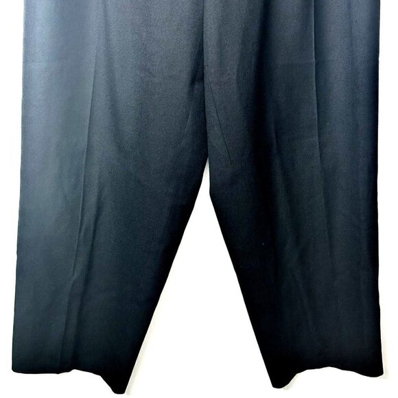 VTG X-L Hombre Wide Leg Wool Dress Pants Women L Black Pleated Zip Up Pockets - Picture 4 of 13